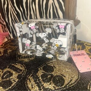 Snoopy & Woodstock Peanuts clear zip around makeup Cosmetic  bag